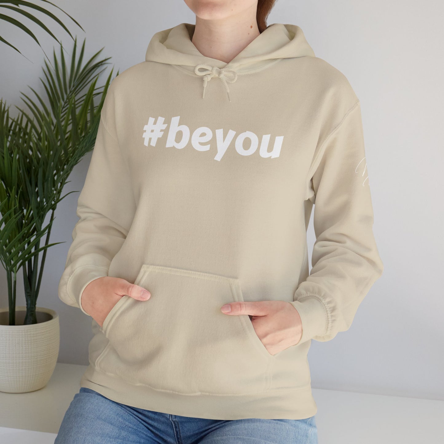 Apparel: Hoodie with White #beyou Print