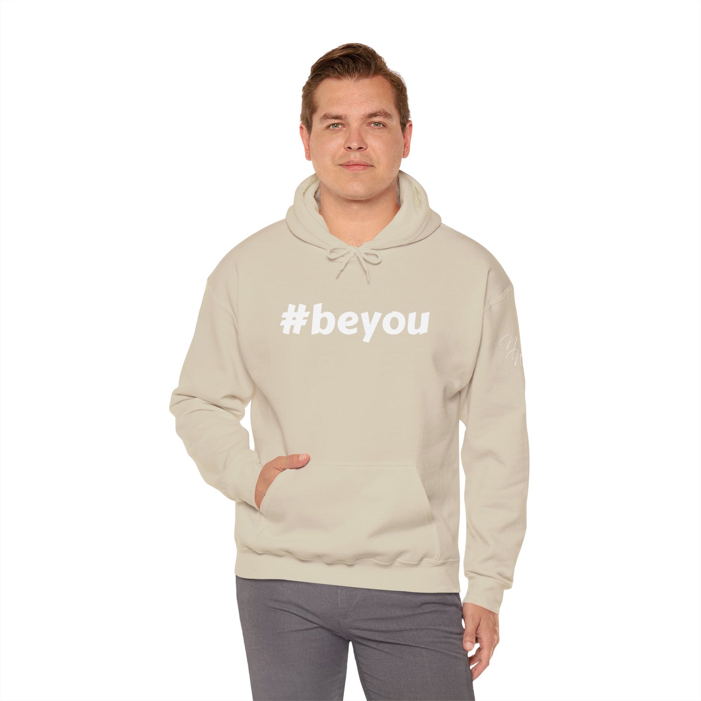 Apparel: Hoodie with White #beyou Print