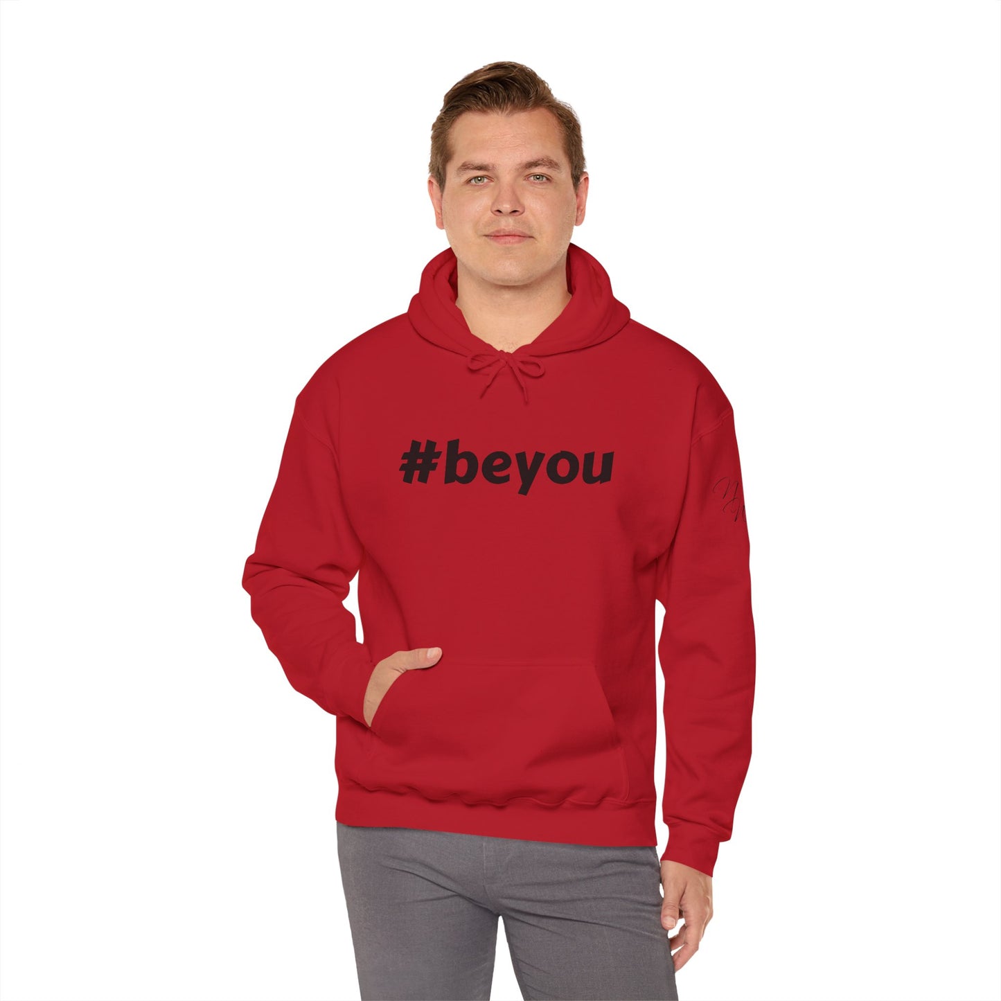 Apparel: Hoodie with Black #beyou Print