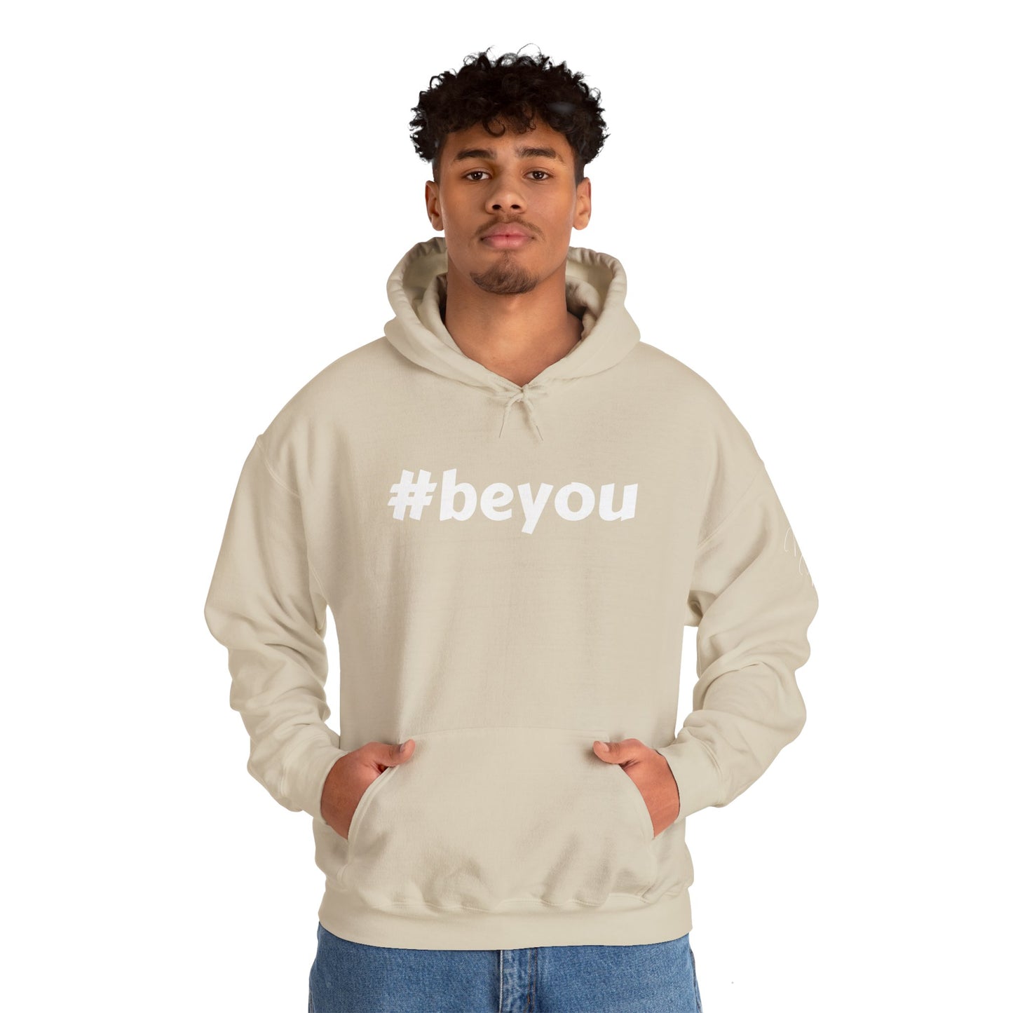 Apparel: Hoodie with White #beyou Print