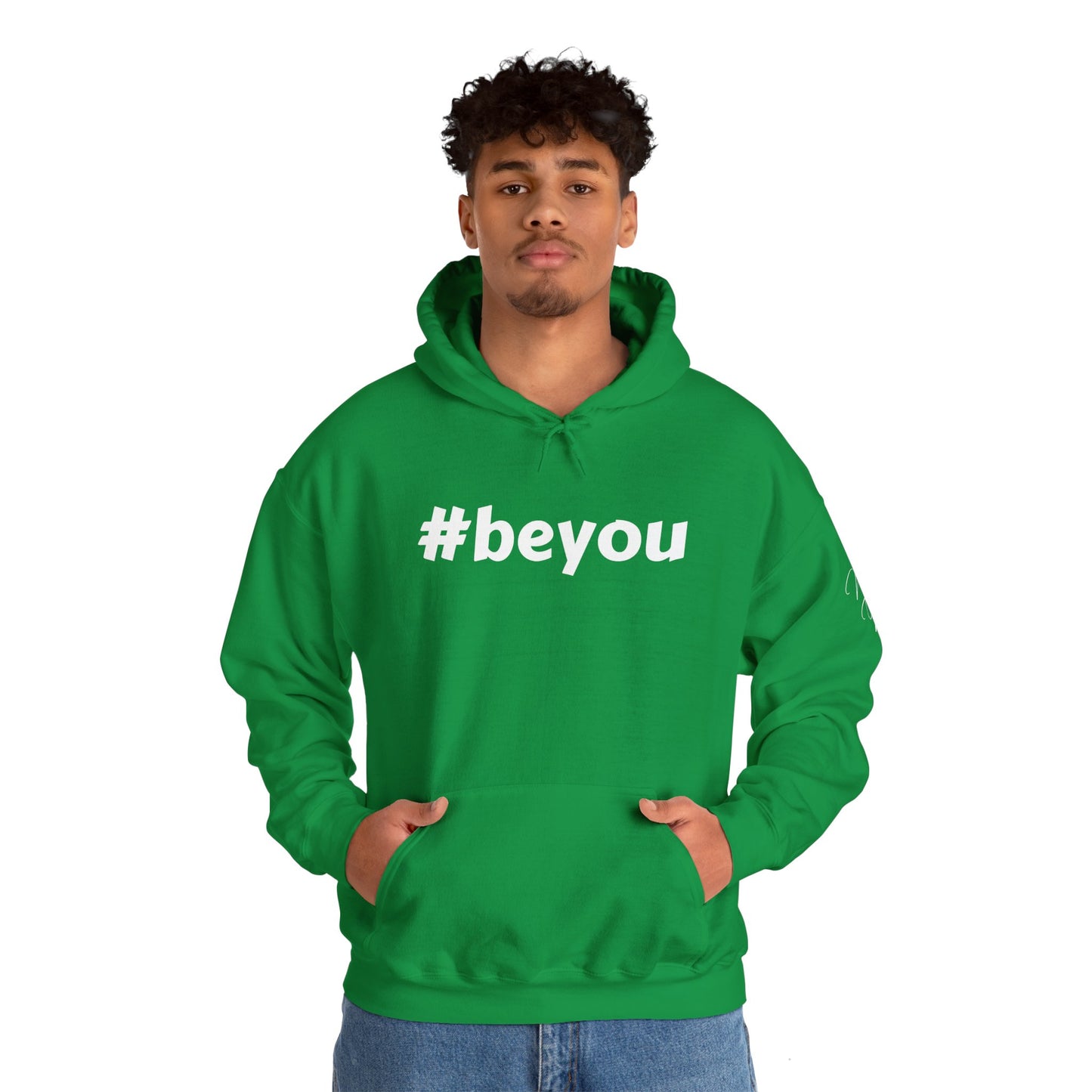 Apparel: Hoodie with White #beyou Print