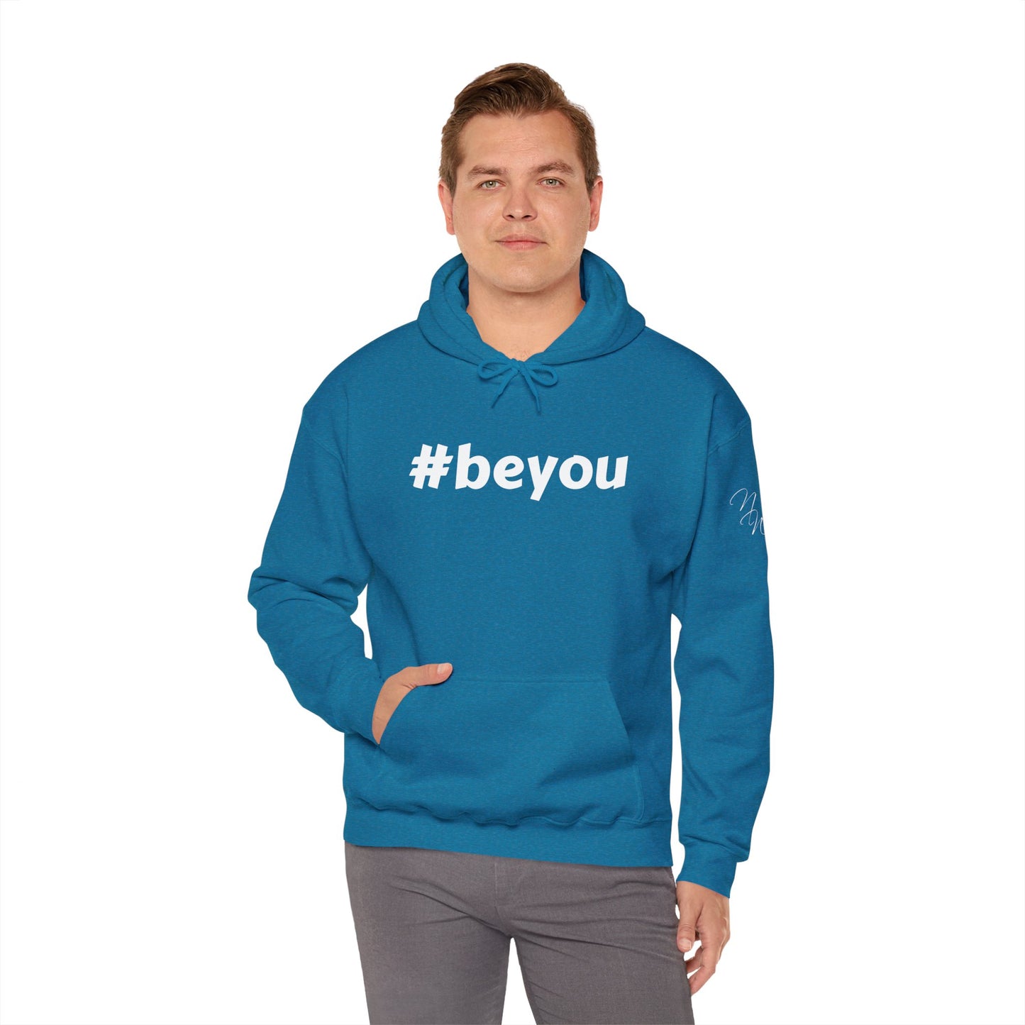 Apparel: Hoodie with White #beyou Print