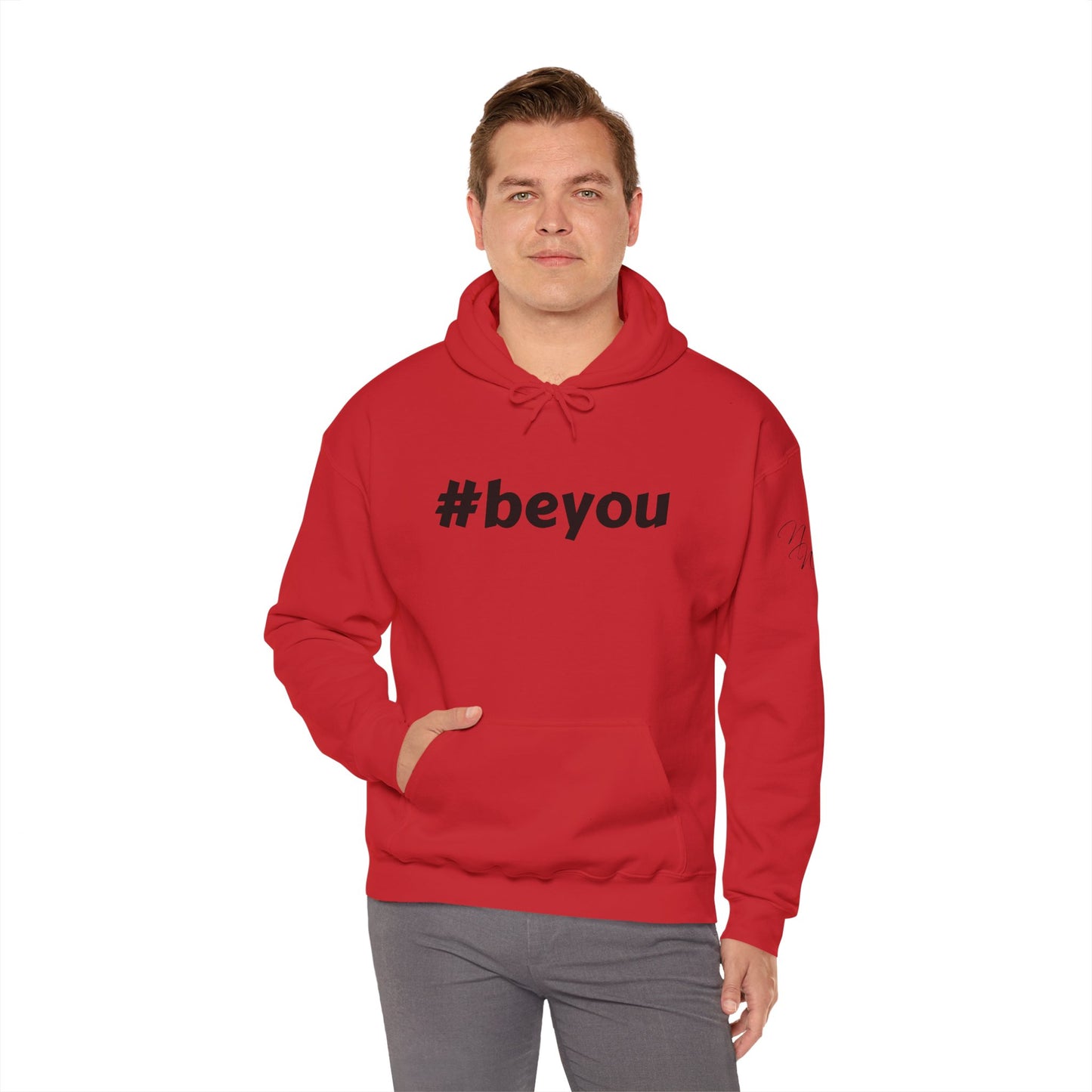 Apparel: Hoodie with Black #beyou Print