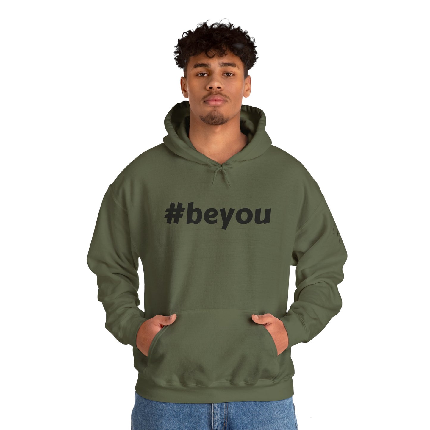 Apparel: Hoodie with Black #beyou Print