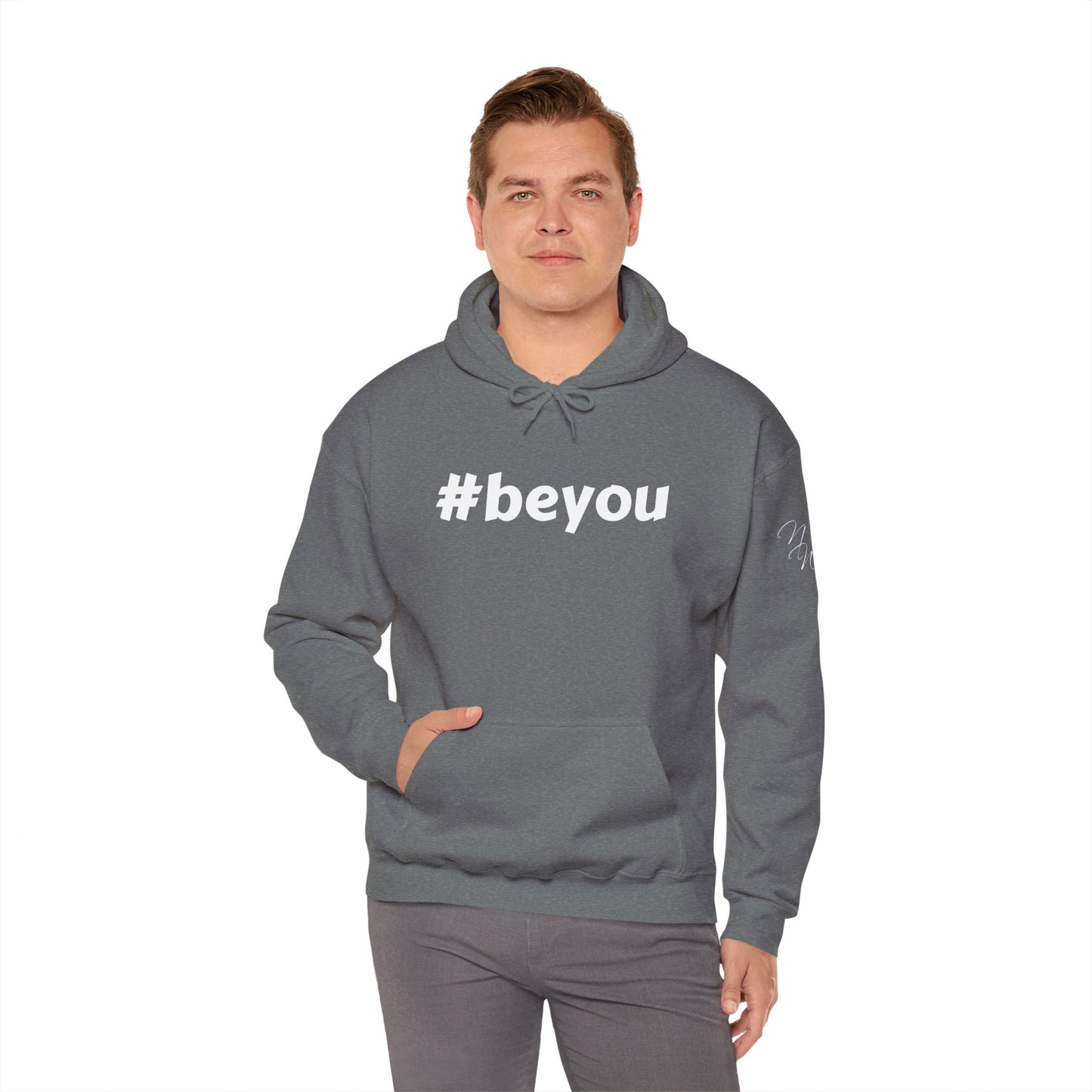 Apparel: Hoodie with White #beyou Print