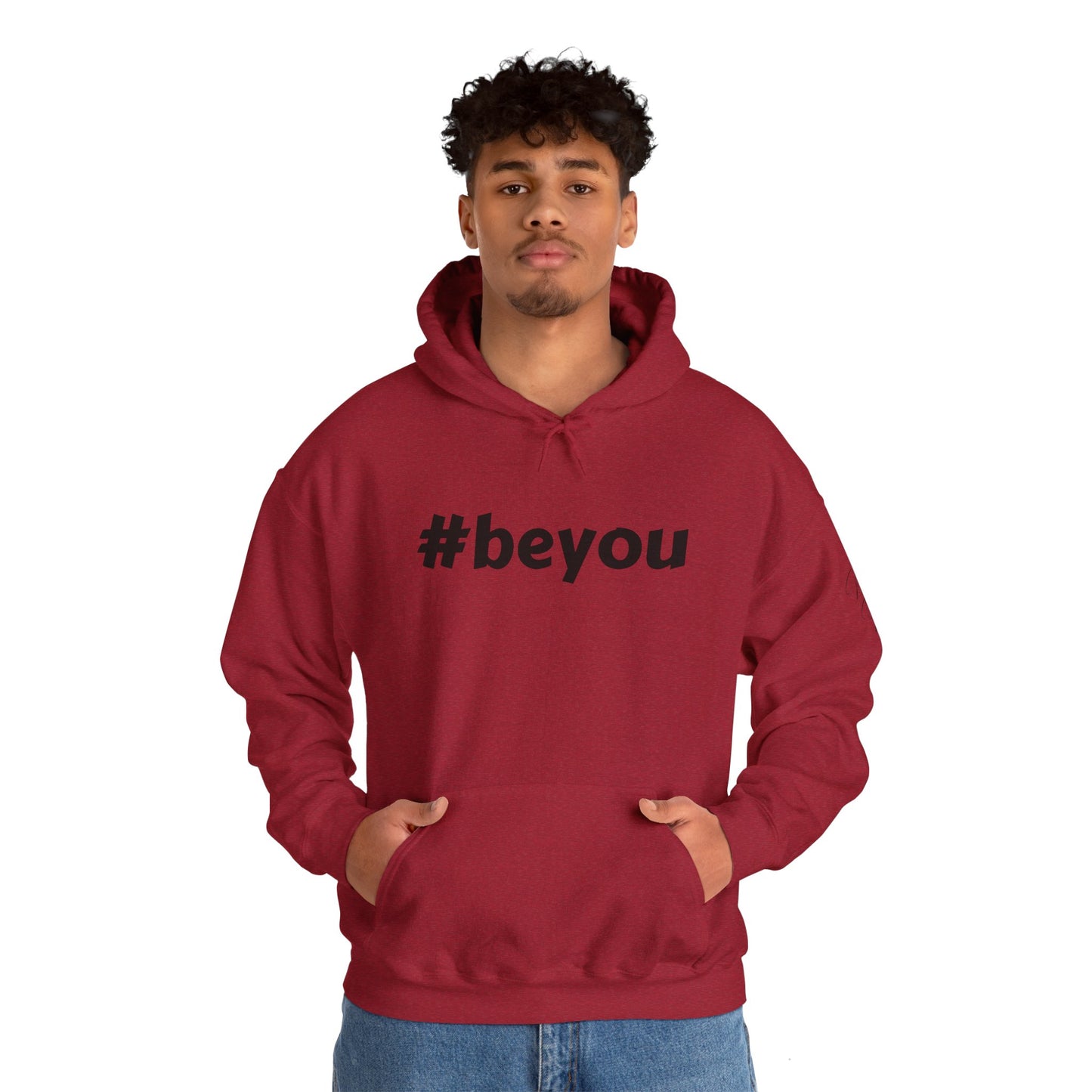 Apparel: Hoodie with Black #beyou Print