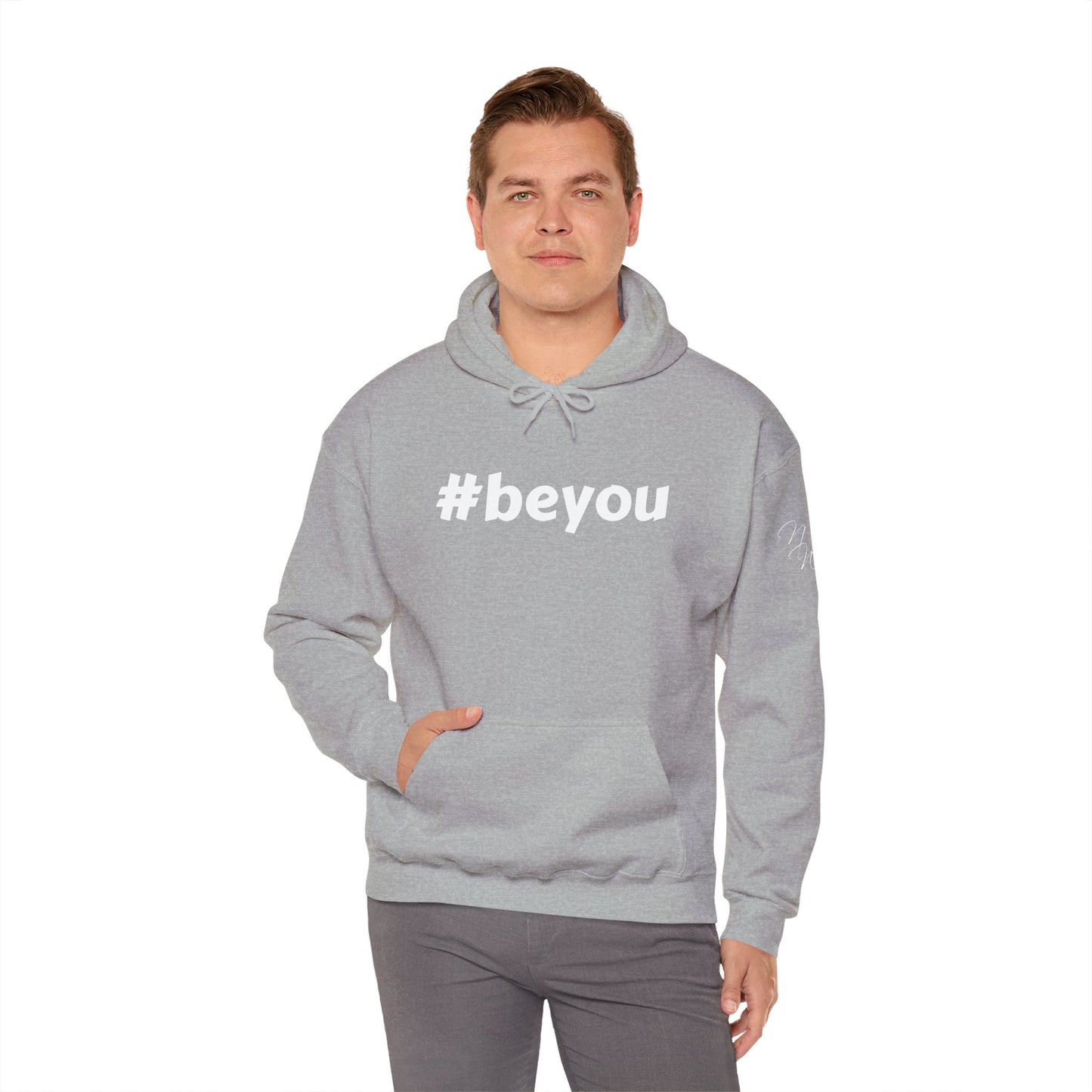 Apparel: Hoodie with White #beyou Print