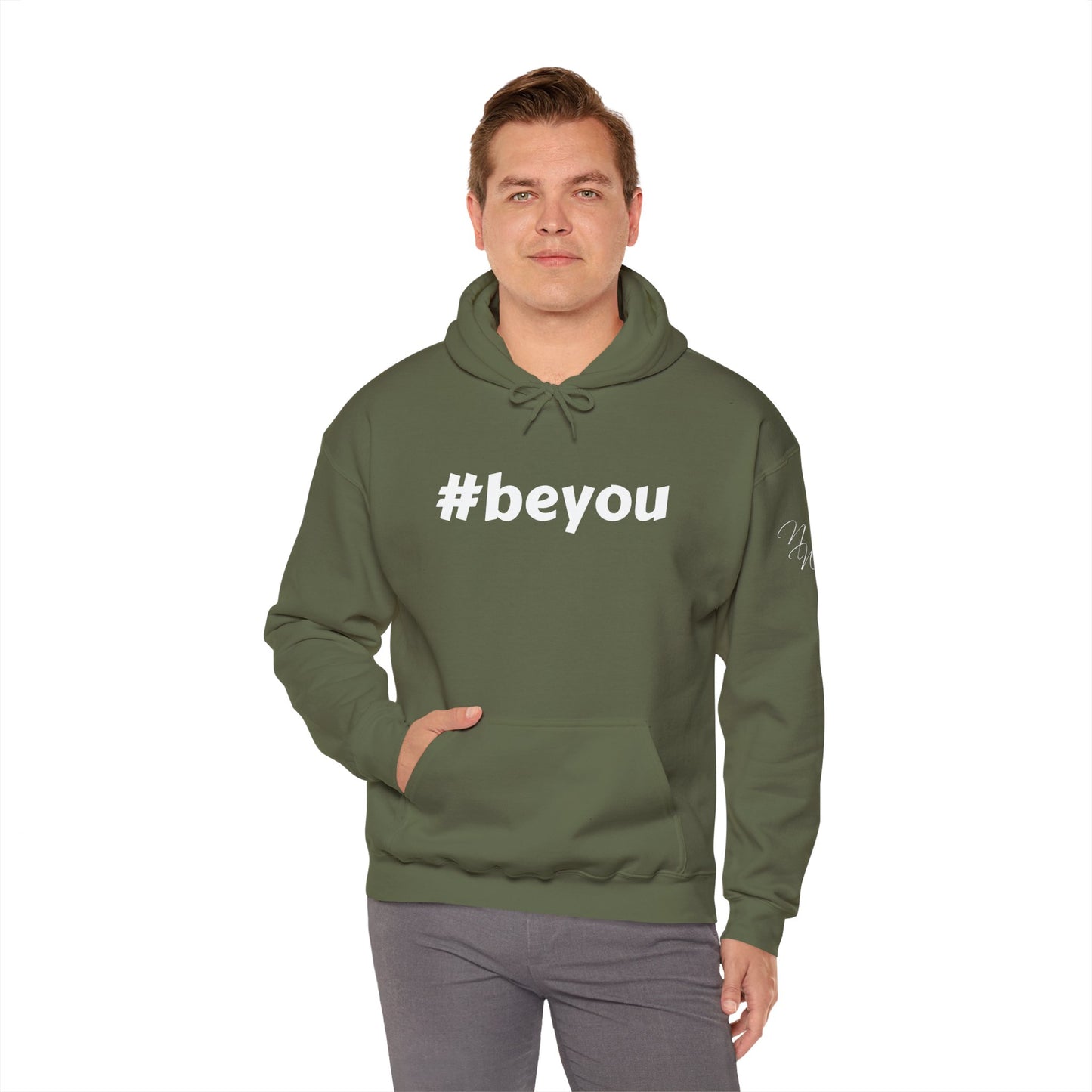 Apparel: Hoodie with White #beyou Print